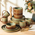 TheTerra Ceramic Dinnerware Set for 4, 16-Piece Plates and Bowls Set by TheTerra