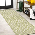 JONATHAN Y Moroccan Geometric Indoor Outdoor Runner Rug 2X8 Light Green/Cream, Ourika Textured Weave for Backyard, Patio, Porch, Easy-Cleaning, High Traffic, Pet-Friendly, Non-Shedding SMB108N-28 by JONATHANY