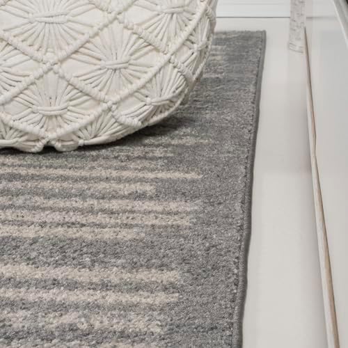 JONATHAN Y Khalil Modern Berber Stripe Gray/Cream Indoor Area Rug, 4x6, Contemporary, Bohemian, Easy-Cleaning for Living Room, Bedroom, Kitchen, Pet Friendly, Non-Shedding (MOH207G-4) - Image 6