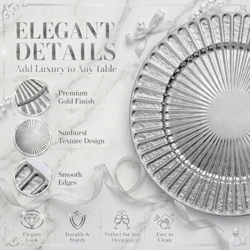 Havawish 8 Pcs 13 Inch Silver Charger Plates with Shell Edge - Image 3