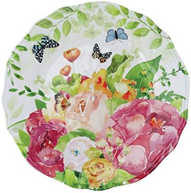 UPware 12 Piece Rose Garden Melamine Dinnerware Sets, Outdoor Dishes Set, Plates and Bowls Sets, Service for 4, Multicolor - Image 5
