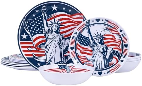 Webbylee 12Pcs Melamine Dinnerware Set -Statue of Liberty by Webbylee