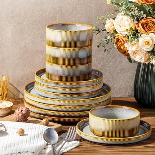 TheTerra Ceramic Dinnerware Set for 8, 24-Piece Plates and Bowls Set - Image 4