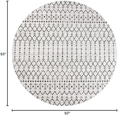 JONATHAN Y Moroccan Geometric Indoor Outdoor Round Area Rug 8 Ft Cream/Black, Ourika Textured Weave for Backyard, Patio, Porch, Easy-Cleaning, High Traffic, Pet-Friendly, Non-Shedding (SMB108I-8R) - Image 2