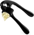Premium Garlic Press, Garlic Mincer Set of 3 with Silicone Roller Peeler & Cleaning Brush, Extremely Durable Garlic Crusher, Ergonomic Handle, Extracts Most Garlic Paste Per Clove (Black)