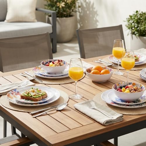 Melamine Dinnerware Set for 4,12 Piece Plates and Bowls,Unbreakable Dishes - Image 7