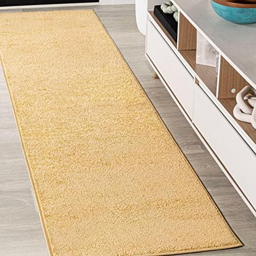 JONATHAN Y Haze Solid Low-Pile Mustard Runner Rug 2x10, Coastal,Bohemian,Minimalist,Classic, Easy-Cleaning for Living Room,Bedroom,Kitchen,Pet Friendly,Non-Shedding (SEU100B-210) by JONATHANY