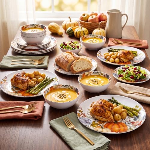 12pcs Melamine Dinnerware Set - Fall Pumpkin Plates and Bowls for RV - Image 5