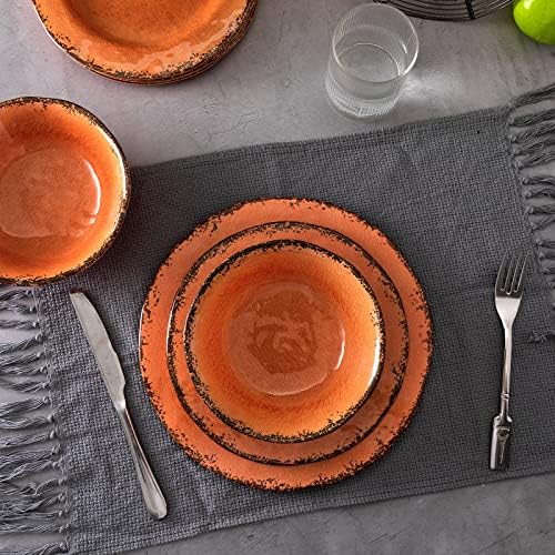 LEHAHA 12 Piece Crackle Lightweight Melamine Dinnerware Sets-Service for 4 - Image 5