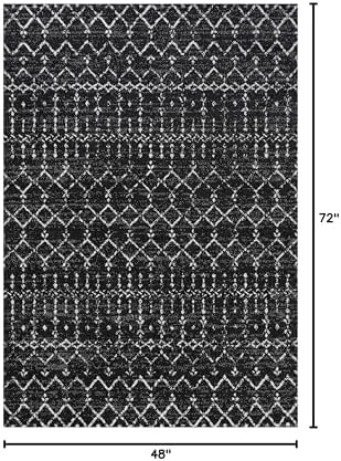 JONATHAN Y Boho Vintage Diamond Black/Ivory Indoor Area Rug 4X6 ft, Moroccan Hype for Living Room, Bedroom, Kitchen, Office, Easy-Cleaning, High Traffic, Pet-Friendly, Non-Shedding (MOH101D-4) - Image 2