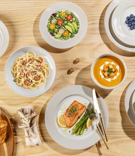 TheTerra Ceramic Dinnerware Set for 4, 12-Piece Plates and Bowls Set - Image 4