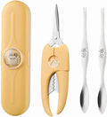 ACCUFINE Crab Crackers and Tools Yellow in Case Set for Party Crab Scissors for Cutting the Shell Lobster Crackers and Picks Sets with Carrying Case Seafood Scissor Shrimp (yellow)