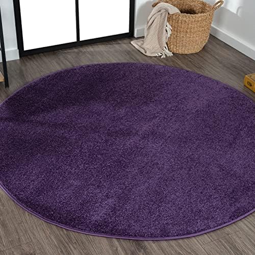 JONATHAN Y Haze Solid Low-Pile Purple 5' Round Indoor Area Rug, Coastal,Bohemian,Minimalist,Classic, Easy-Cleaning for Living Room,Bedroom,Kitchen,Pet Friendly,Non-Shedding (SEU100N-5R) by JONATHANY