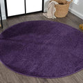 JONATHAN Y Haze Solid Low-Pile Purple 8' Round Indoor Area Rug, Coastal,Bohemian,Minimalist,Classic, Easy-Cleaning for Living Room,Bedroom,Kitchen,Pet Friendly,Non-Shedding (SEU100N-8R) by JONATHANY