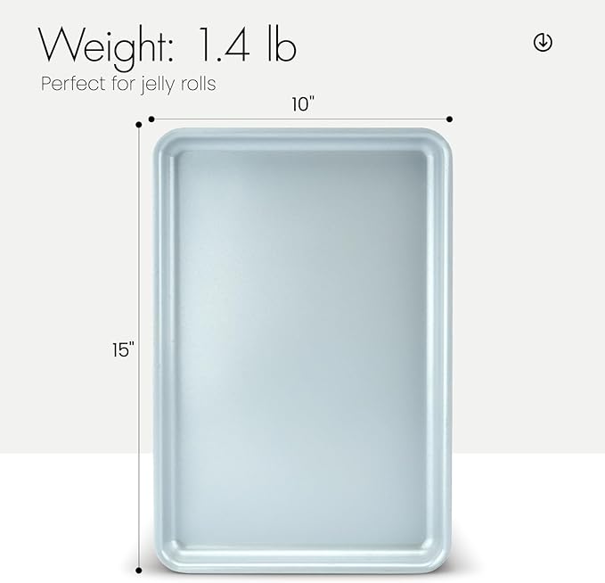 Ceramic Baking Sheet Pan, Cookie Sheets for Baking, Naturally Non-Toxic Ceramic Coating, 2.2mm Thick oven trays for cooking, PTFE & PFOA Free, 15x10"