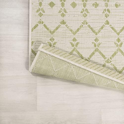 JONATHAN Y Moroccan Geometric Indoor Outdoor Area Rug 8X10 Cream/Green, Ourika Textured Weave for Backyard, Patio, Porch, Easy-Cleaning, High Traffic, Pet-Friendly, Non-Shedding (SMB108M-8) - Image 5