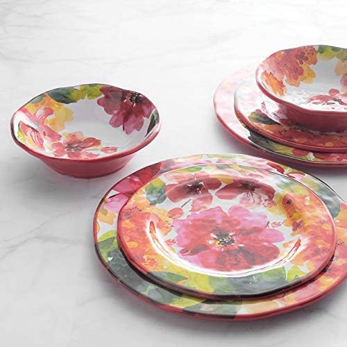 UPware 12 Piece Pink Floral Melamine Dinnerware Sets, Outdoor Dishes Set, Plates and Bowls Sets, Service for 4, Multicolor - Image 7