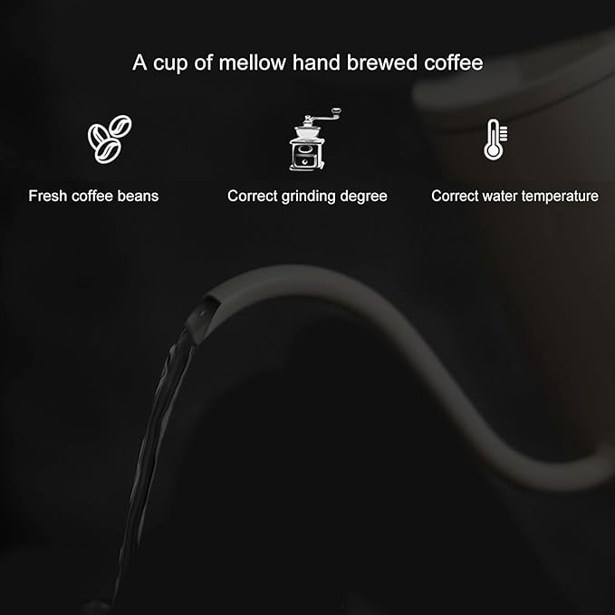 600ml 20oz Pour Over Coffee Kettle Pour Over Kettle Gooseneck Spout Coffee Tea Pot with Wood Handle Pour Over Coffee Kettle Temperature Cooling Hole (Black)