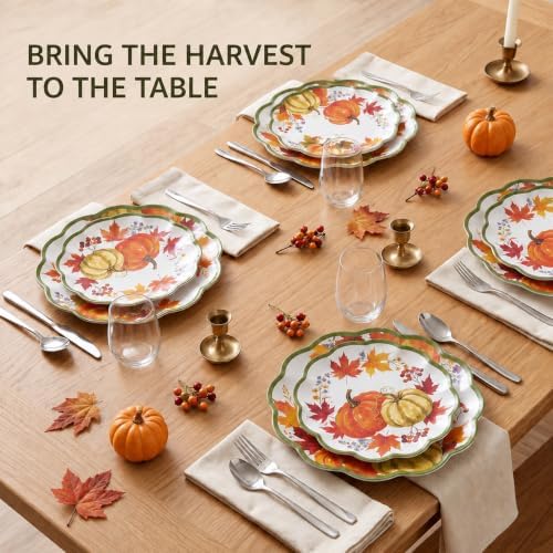 Melamine Plate Set, 8-Piece Pumpkin Scalloped Plates, 9 and 11 In - Image 3