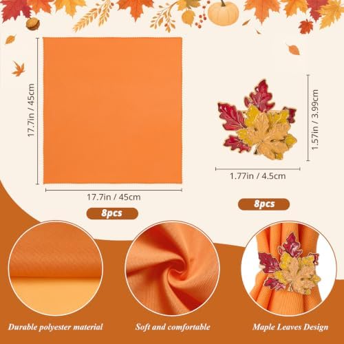 Fall Thanksgiving Cloth Napkins and Napkin Rings, Fall Table Decorations - Image 2