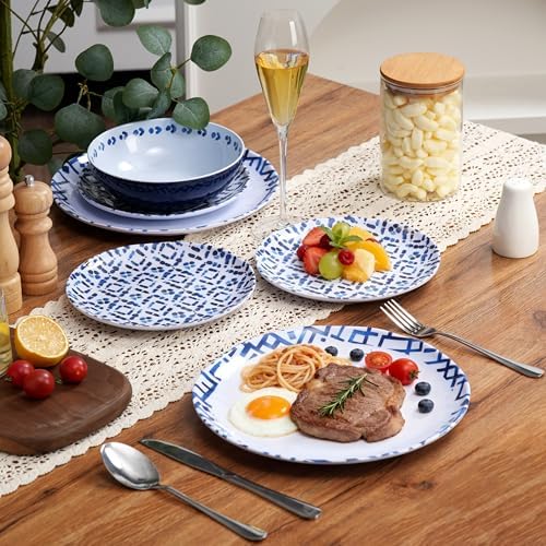 12Pcs Melamine Dinnerware Set - Unbreakable Plates and Bowls Set - Image 3