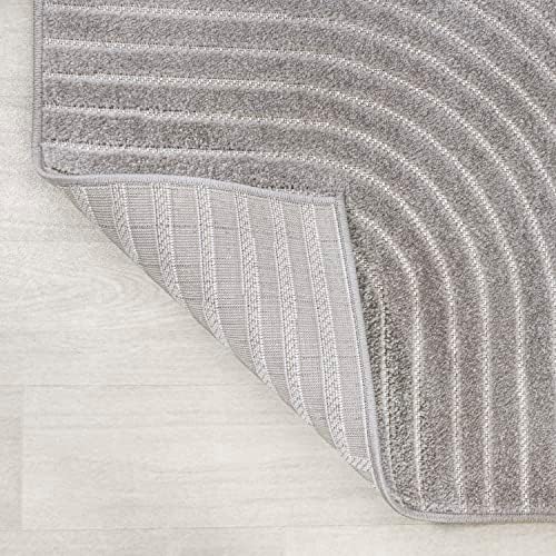 JONATHAN Y Hallie High-Low Curve Gray/Ivory 8x8 Square Indoor/Outdoor Area Rug, Minimalist, Pet Friendly, Non-Shedding, Stain Resistant, Hose-Washable for Backyard, Patio, Porch (SCN100A-8SQ) - Image 5