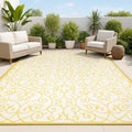JONATHAN Y Vintage Filigree Indoor Outdoor Area Rug 4X6 Cream/Yellow, Madrid Textured Weave for Backyard, Patio, Porch, Easy-Cleaning, High Traffic, Pet-Friendly, Non-Shedding (SMB107D-4) by JONATHANY