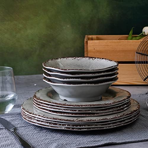 LEHAHA Farmhouse Melamine Dishes Dinnerware Set, Kitchen Dining Set for 4 - Image 5
