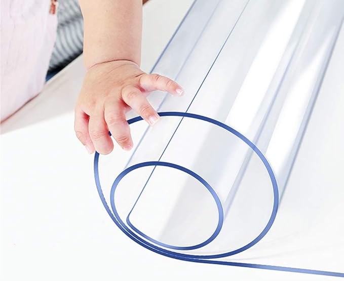 14x55 Clear PVC Table Protector Cover Clear Tablecloth Vinyl Plastic Desk Pad Mat for Wood Kitchen Coffee Writing Table Waterproof Rectangular Table Pads for Dining Room Table 1.5mm Thick Waterproof