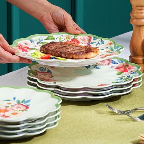 Strawberry Melamine Plates Set, Scalloped Edge Plate for Everyday Use - Image 3