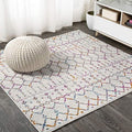 JONATHAN Y Boho Vintage Diamond Ivory/Multi Square Area Rug 5X5 ft, Moroccan Hype for Living Room, Bedroom, Kitchen, Office, Easy-Cleaning, High Traffic, Pet-Friendly, Non-Shedding (MOH101E-5SQ) by JONATHANY