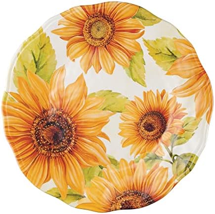 UPware 12 Piece Sunflower Melamine Dinnerware Sets, Outdoor Dishes Set, Plates and Bowls Sets, Service for 4, Yellow - Image 4