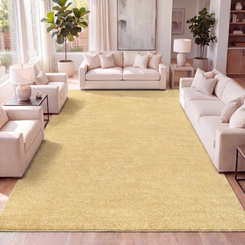 JONATHAN Y Haze Solid Low-Pile Mustard Indoor Area Rug 12x15, Coastal,Bohemian,Minimalist,Classic, Easy-Cleaning for Living Room,Bedroom,Kitchen,Pet Friendly,Non-Shedding (SEU100B-15) by JONATHANY