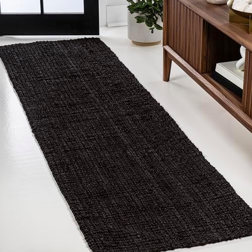 JONATHAN Y Pata Hand Woven Chunky Jute Black Runner Rug, 2x8, Bohemian, Rustic, Cottage, Easy-Cleaning for Living Room, Bedroom, Kitchen, Non-Shedding (NRF102E-28) by JONATHANY