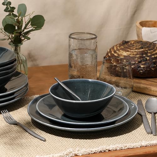 Bloomhouse - Two Time Oprah's Favorite Things Winner - Montecito Breeze 16 Piece (Service for 4) Double Plates and Bowls Stoneware Reactive Glaze Dinnerware Set - Laguna Dawn - Image 2