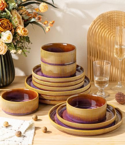 TheTerra Ceramic Dinnerware Set for 6, 18-Piece Plates and Bowls Set - Image 4