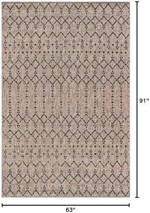 JONATHAN Y Moroccan Geometric Indoor Outdoor Area Rug 5X8 Natural/Black, Ourika Textured Weave for Backyard, Patio, Porch, Easy-Cleaning, High Traffic, Pet-Friendly, Non-Shedding (SMB108D-5) - Image 2