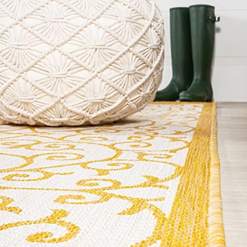 JONATHAN Y Vintage Filigree Indoor Outdoor Runner Rug 2X10 Cream/Yellow, Madrid Textured Weave for Backyard, Patio, Porch, Easy-Cleaning, High Traffic, Pet-Friendly, Non-Shedding (SMB107D-210) - Image 6