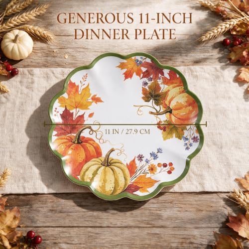 Melamine Dinner Plates, 4-Piece Pumpkin Scalloped Plates, 11 Inch - Image 3