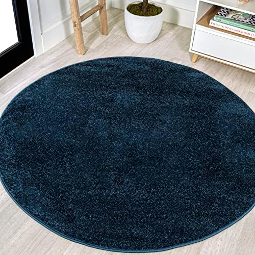 JONATHAN Y Haze Solid Low-Pile Navy 5' Round Indoor Area Rug, Coastal,Bohemian,Minimalist,Classic, Easy-Cleaning for Living Room,Bedroom,Kitchen,Pet Friendly,Non-Shedding (SEU100C-5R) - Image 3