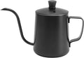 Pour Over Coffee Kettle, 12oz Stainless Steel Gooseneck Spout Pour Over Coffee Kettle Long Narrow Drip Spout Coffee Tea Pots for Pour Over Coffee, Home Brewing, Camping (12oz, Black with Lid)