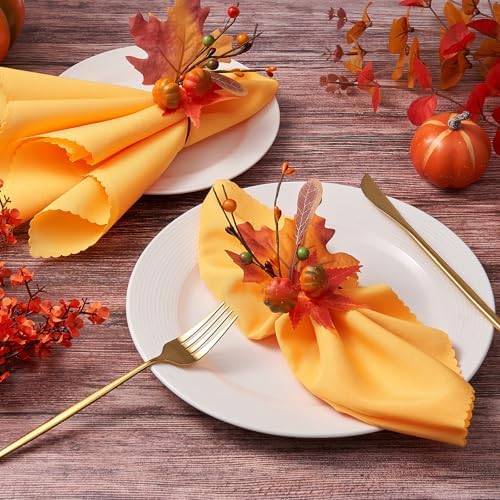 Fall Thanksgiving Napkins and Napkin Rings, Thanksgiving Table Decorations - Image 4