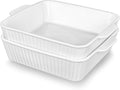Casserole Dishes for Oven, 10'' Square Casserole Baking Dish, 2 Pack Ceramic Baking Dishes, Bakeware Sets with Handles, Lasagna Pan for Baking, Cake, Kitchen, Microwave, Dishwasher Safe