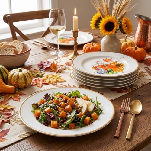 Havawish 6 Inch 6 Pcs Fall Pumpkin Appetizer Melamine Plates Set Decoration - Image 5