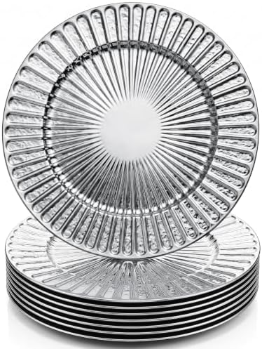 Havawish 8 Pcs 13 Inch Silver Charger Plates with Shell Edge by Havawish