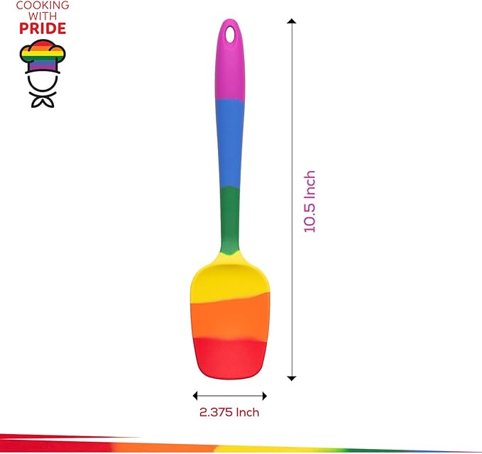 Cooking With Pride Non-Stick Spoon Spatula, Heat-Safe Silicone With Iron Core, 10.5-Inch