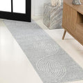 JONATHAN Y Hallie High-Low Curve Light Blue/Cream 2x8 Indoor/Outdoor Runner Rug, Minimalist Geometric, Pet Friendly, for Patio, Backyard, Living Room, Bedroom, Office, Hose-Washable (SCN100E-28) by JONATHANY