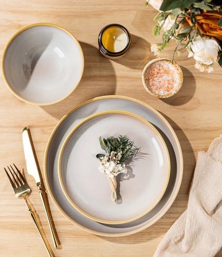 TheTerra Ceramic Dinnerware Set for 4, 12-Piece Plates and Bowls Set - Image 3