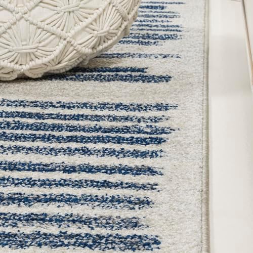JONATHAN Y Khalil Modern Berber Stripe Cream/Navy Indoor Area Rug, 5x8, Contemporary, Bohemian, Easy-Cleaning for Living Room, Bedroom, Kitchen, Pet Friendly, Non-Shedding (MOH207E-5) - Image 6