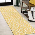 JONATHAN Y Moroccan Geometric Indoor Outdoor Runner Rug 2X10 Yellow/Cream, Ourika Textured Weave for Backyard, Patio, Porch, Easy-Cleaning, High Traffic, Pet-Friendly, Non-Shedding (SMB108G-210) by JONATHANY